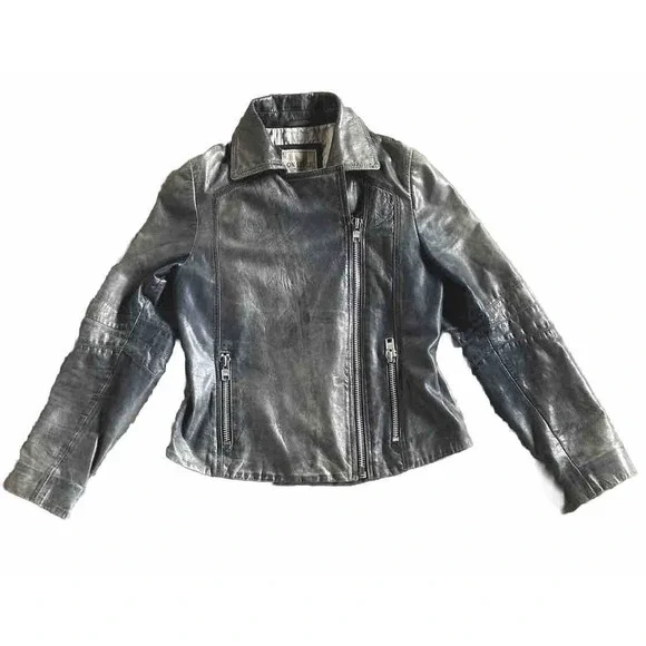 Y2K Vintage On Stage Denmark Leather  Jacket Moto Zip Fitted Biker Style Rare - Picture 2 of 14